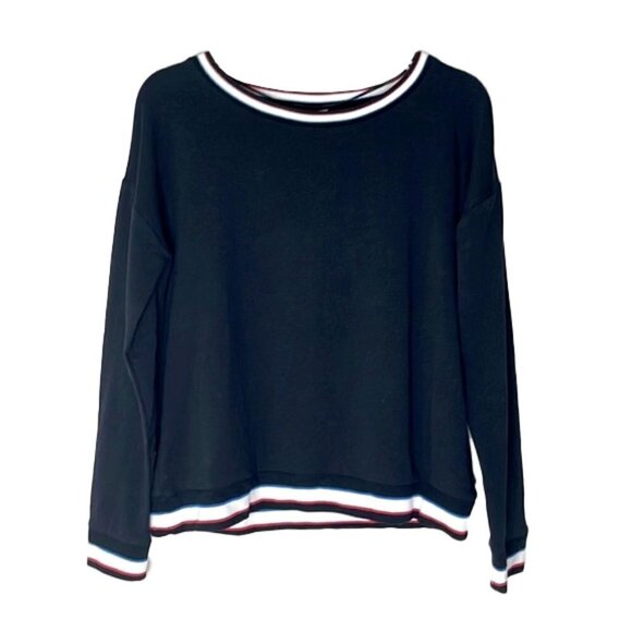 ❤️ 🆕 CABLE & GAUGE crewneck red white and blue trim Size SP - Picture 2 of 5